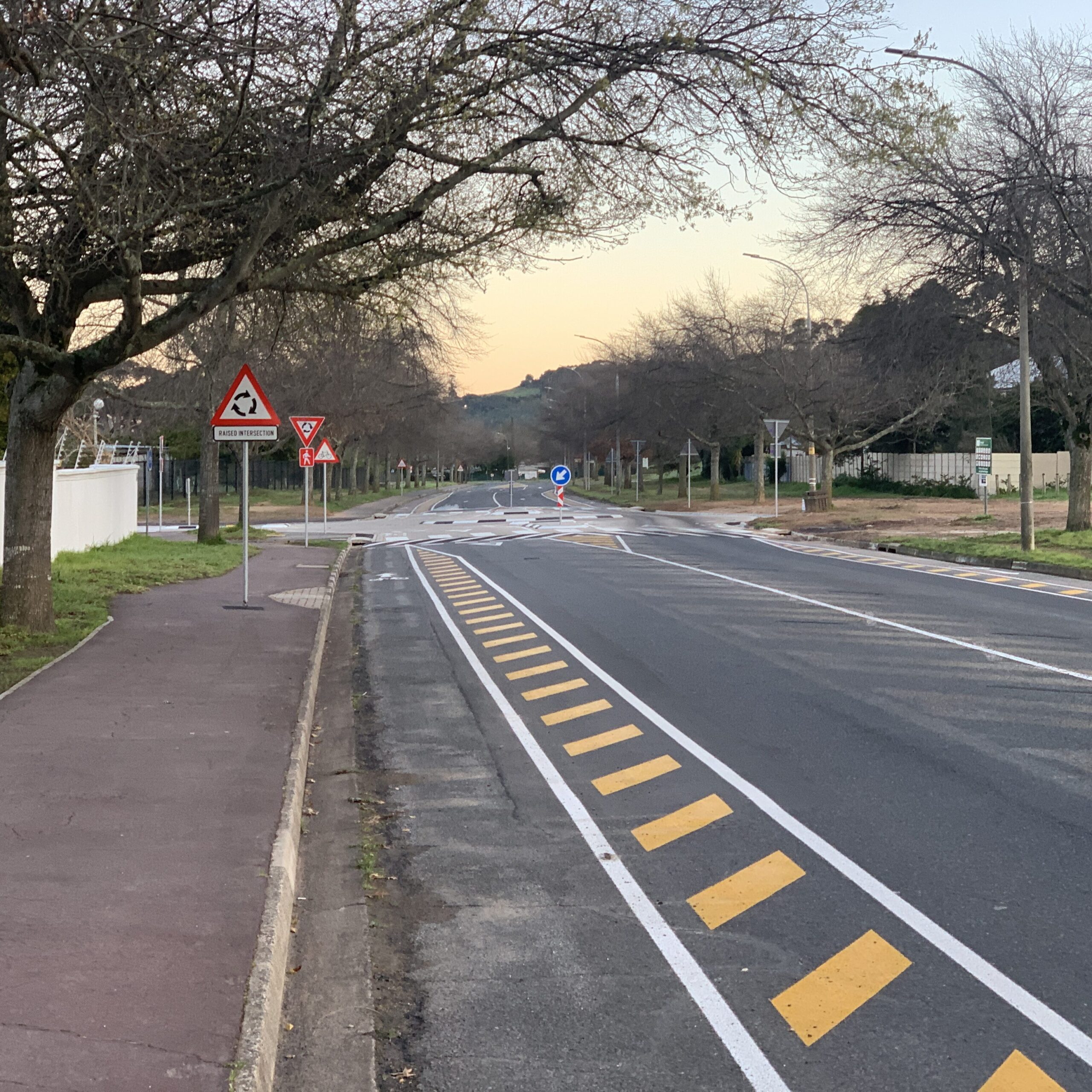1m cycle path with painted buffer zone.
