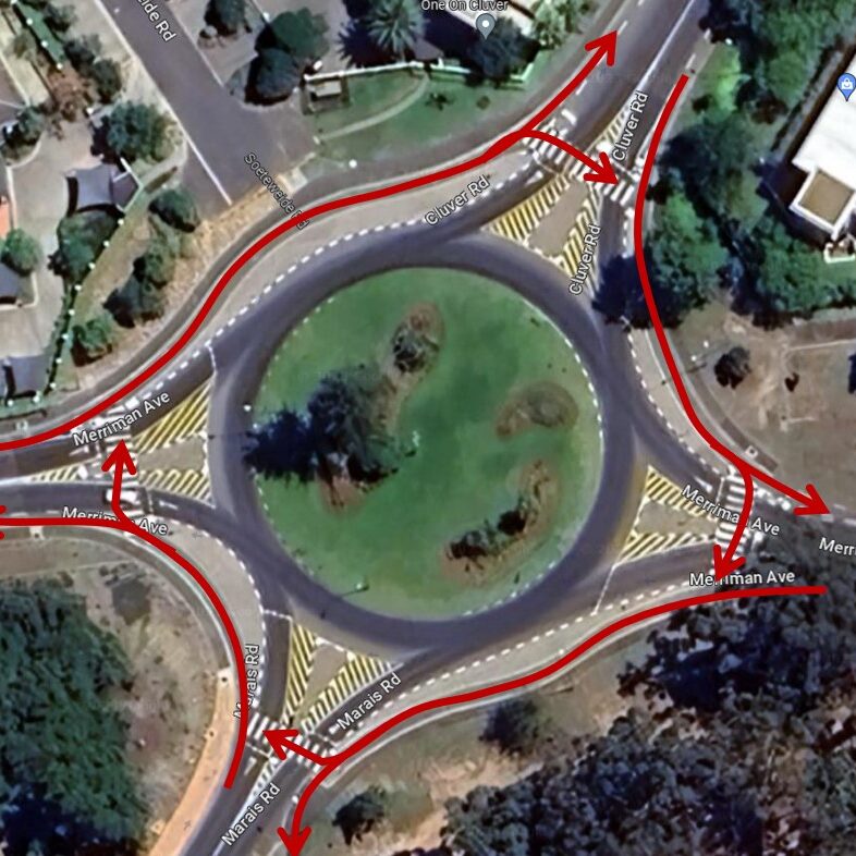 Bird’s eye view of Merriman roundabout.