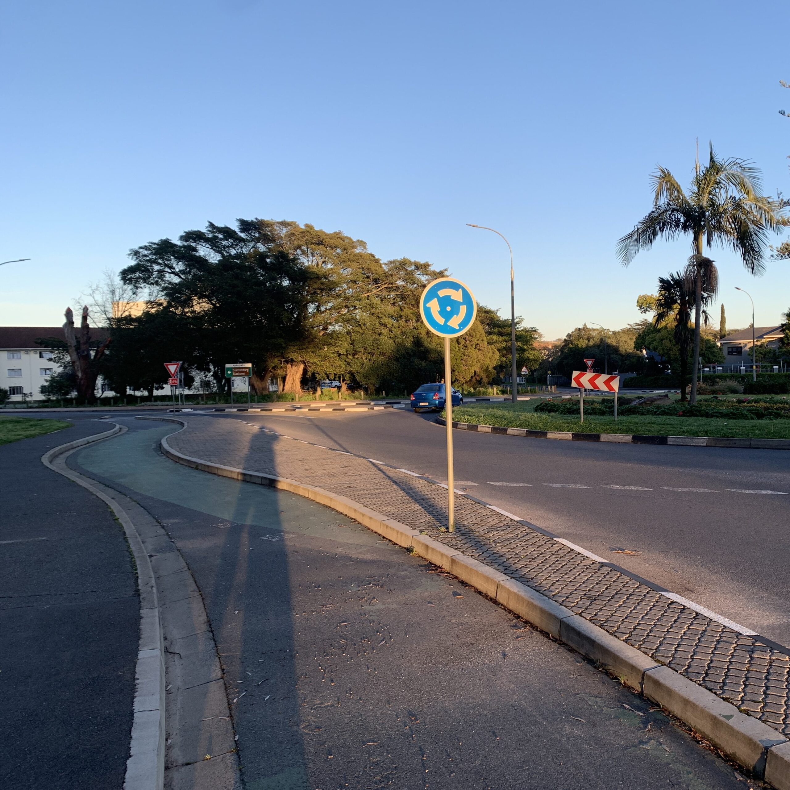 Cycle lane sent around the Merriman roundabout.
