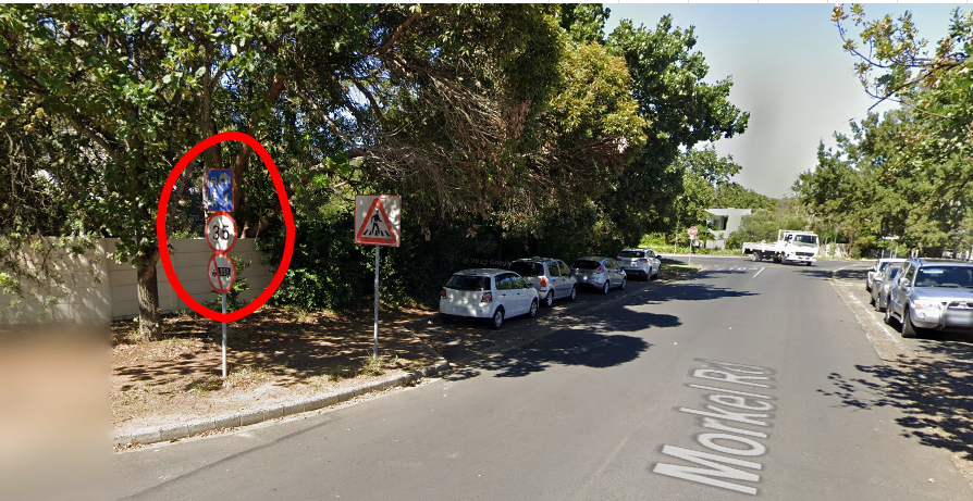 Morkel road woonerf sign.